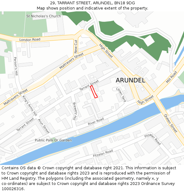 29, TARRANT STREET, ARUNDEL, BN18 9DG: Location map and indicative extent of plot