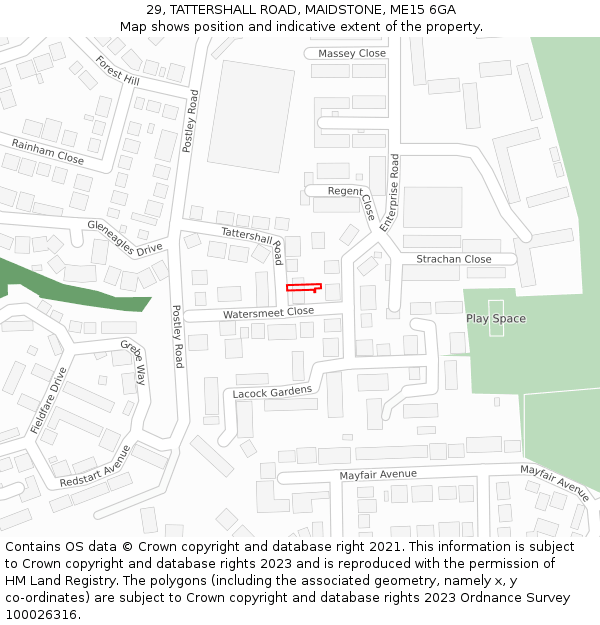 29, TATTERSHALL ROAD, MAIDSTONE, ME15 6GA: Location map and indicative extent of plot