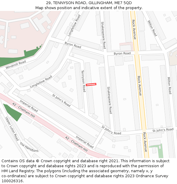 29, TENNYSON ROAD, GILLINGHAM, ME7 5QD: Location map and indicative extent of plot