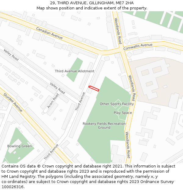 29, THIRD AVENUE, GILLINGHAM, ME7 2HA: Location map and indicative extent of plot