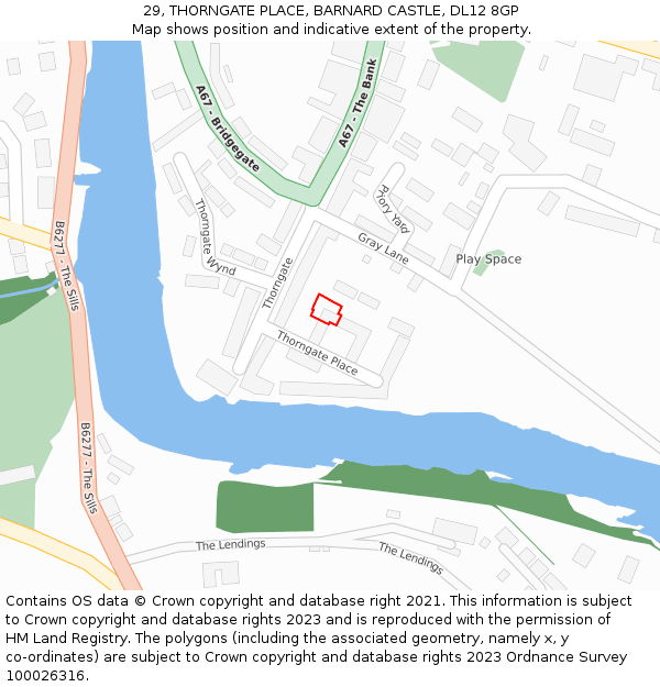 29, THORNGATE PLACE, BARNARD CASTLE, DL12 8GP: Location map and indicative extent of plot