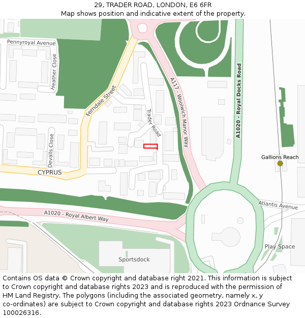 29, TRADER ROAD, LONDON, E6 6FR: Location map and indicative extent of plot