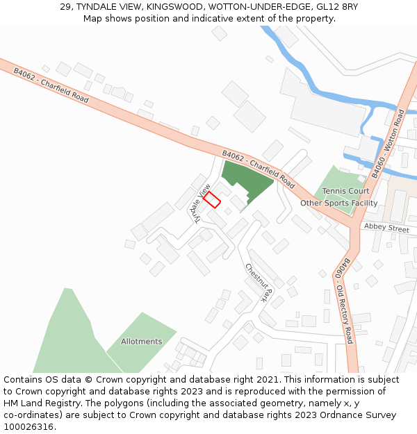 29, TYNDALE VIEW, KINGSWOOD, WOTTON-UNDER-EDGE, GL12 8RY: Location map and indicative extent of plot