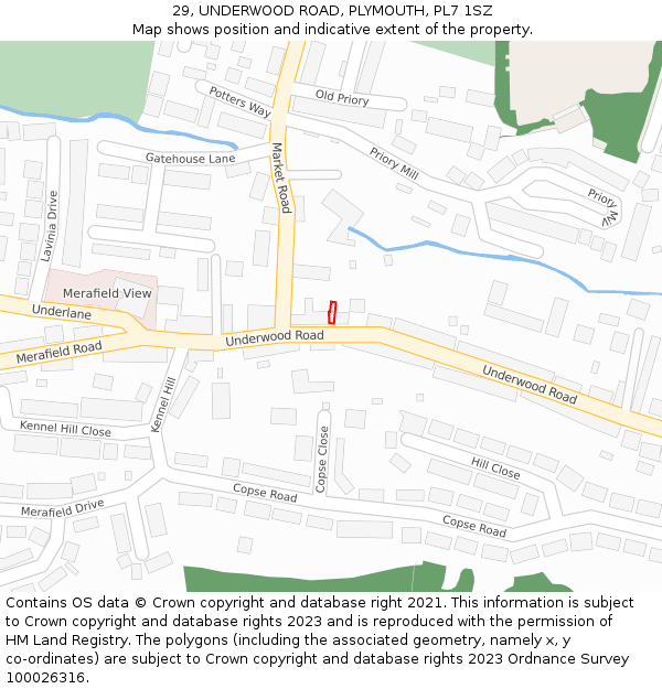 29, UNDERWOOD ROAD, PLYMOUTH, PL7 1SZ: Location map and indicative extent of plot