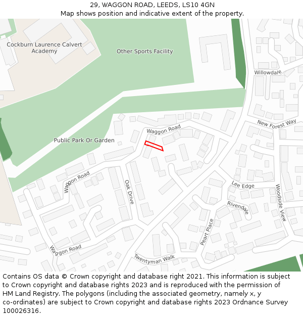 29, WAGGON ROAD, LEEDS, LS10 4GN: Location map and indicative extent of plot