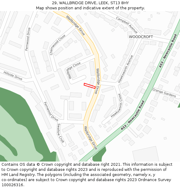 29, WALLBRIDGE DRIVE, LEEK, ST13 8HY: Location map and indicative extent of plot