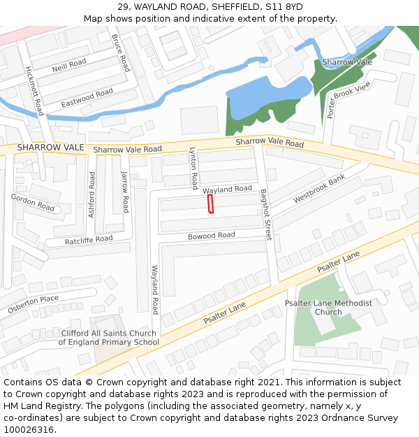 29, WAYLAND ROAD, SHEFFIELD, S11 8YD: Location map and indicative extent of plot