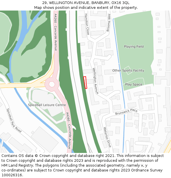 29, WELLINGTON AVENUE, BANBURY, OX16 3QL: Location map and indicative extent of plot