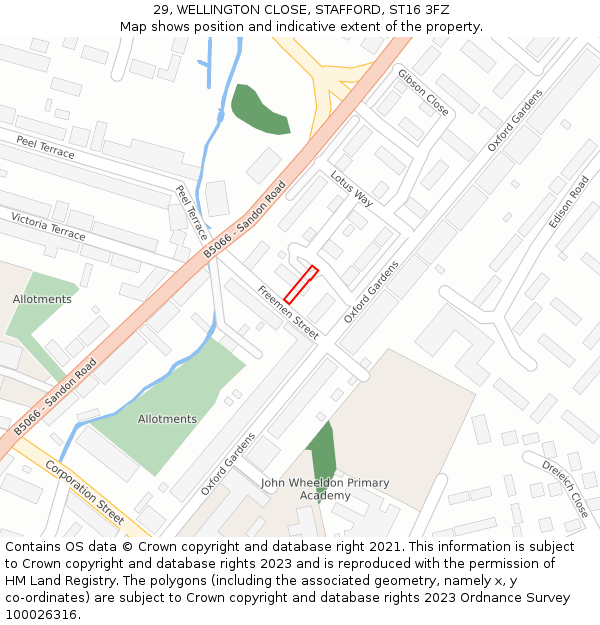 29, WELLINGTON CLOSE, STAFFORD, ST16 3FZ: Location map and indicative extent of plot