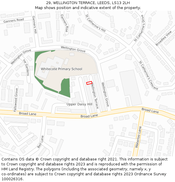 29, WELLINGTON TERRACE, LEEDS, LS13 2LH: Location map and indicative extent of plot