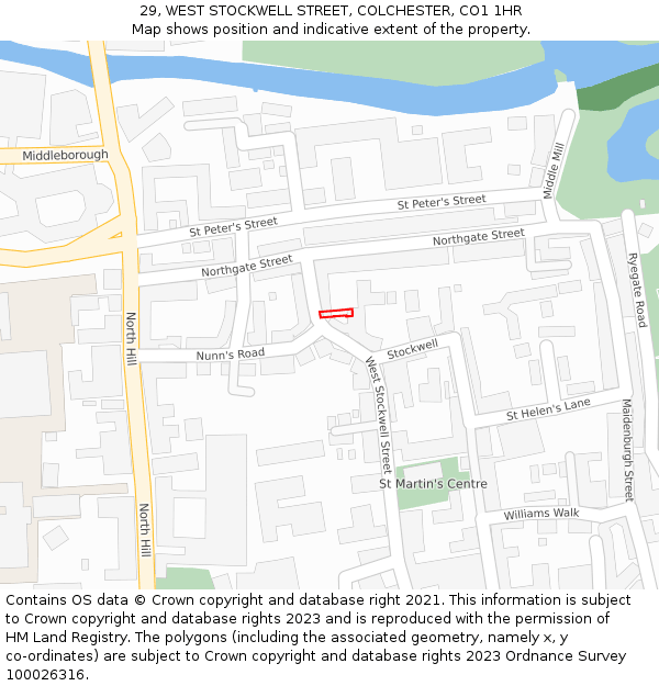 29, WEST STOCKWELL STREET, COLCHESTER, CO1 1HR: Location map and indicative extent of plot