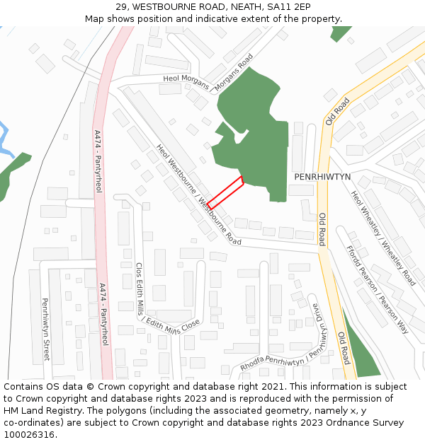 29, WESTBOURNE ROAD, NEATH, SA11 2EP: Location map and indicative extent of plot