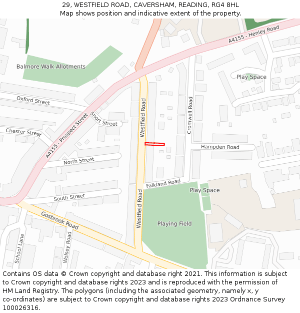 29, WESTFIELD ROAD, CAVERSHAM, READING, RG4 8HL: Location map and indicative extent of plot