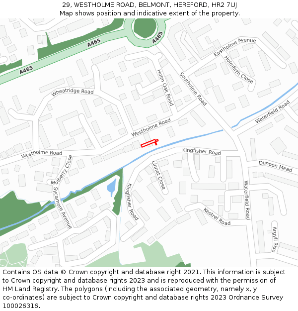 29, WESTHOLME ROAD, BELMONT, HEREFORD, HR2 7UJ: Location map and indicative extent of plot
