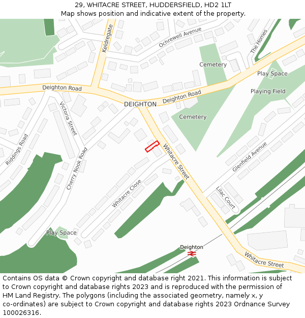29, WHITACRE STREET, HUDDERSFIELD, HD2 1LT: Location map and indicative extent of plot