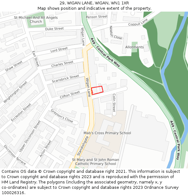 29, WIGAN LANE, WIGAN, WN1 1XR: Location map and indicative extent of plot