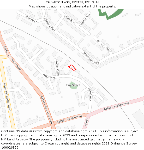 29, WILTON WAY, EXETER, EX1 3UH: Location map and indicative extent of plot