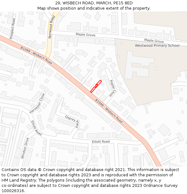 29, WISBECH ROAD, MARCH, PE15 8ED: Location map and indicative extent of plot