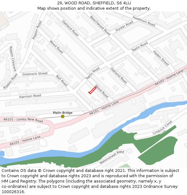 29, WOOD ROAD, SHEFFIELD, S6 4LU: Location map and indicative extent of plot