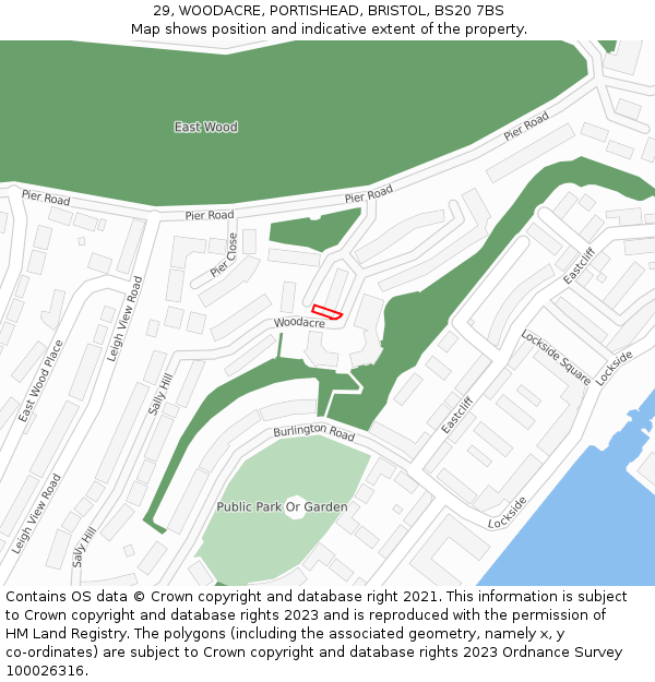29, WOODACRE, PORTISHEAD, BRISTOL, BS20 7BS: Location map and indicative extent of plot