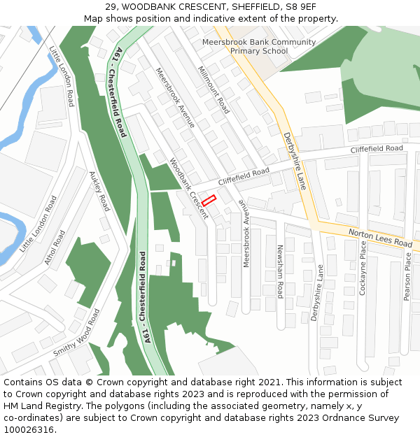 29, WOODBANK CRESCENT, SHEFFIELD, S8 9EF: Location map and indicative extent of plot