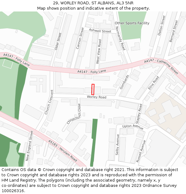 29, WORLEY ROAD, ST ALBANS, AL3 5NR: Location map and indicative extent of plot