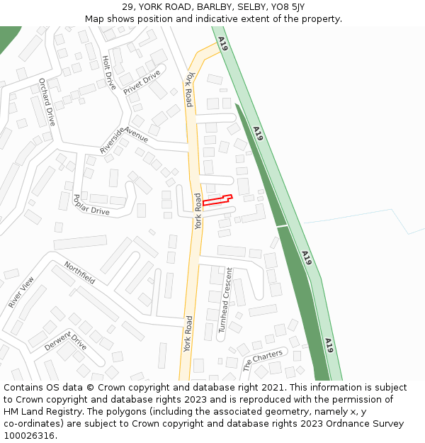 29, YORK ROAD, BARLBY, SELBY, YO8 5JY: Location map and indicative extent of plot