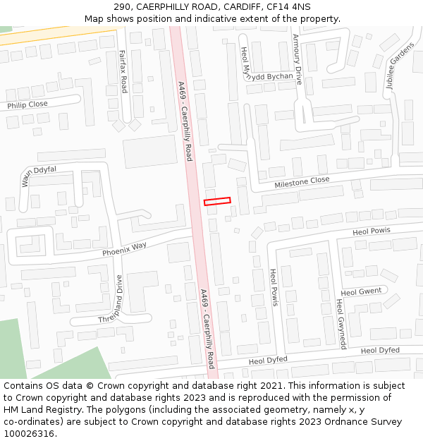 290, CAERPHILLY ROAD, CARDIFF, CF14 4NS: Location map and indicative extent of plot