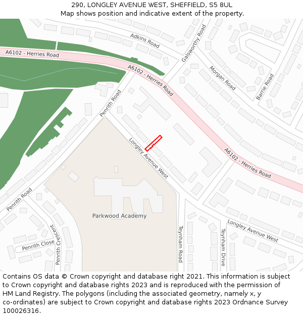 290, LONGLEY AVENUE WEST, SHEFFIELD, S5 8UL: Location map and indicative extent of plot