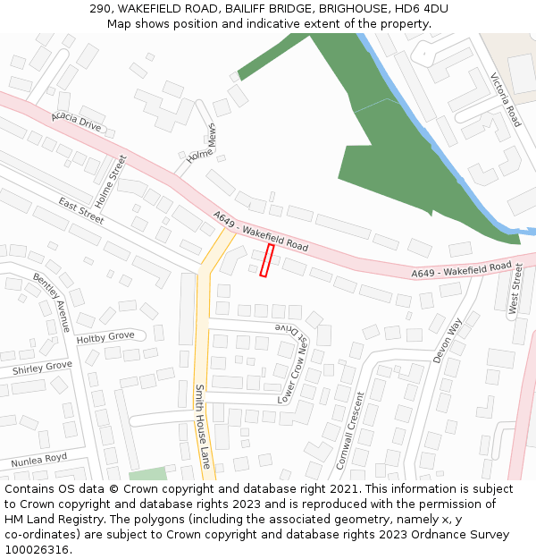 290, WAKEFIELD ROAD, BAILIFF BRIDGE, BRIGHOUSE, HD6 4DU: Location map and indicative extent of plot