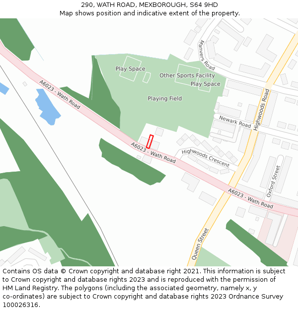 290, WATH ROAD, MEXBOROUGH, S64 9HD: Location map and indicative extent of plot