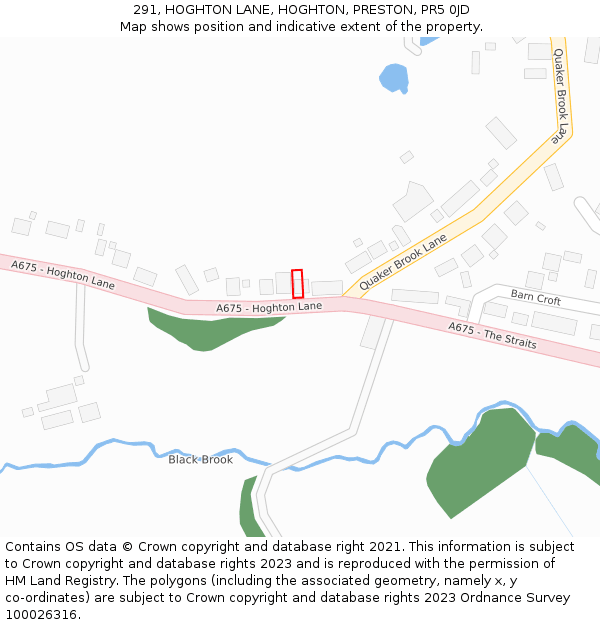 291, HOGHTON LANE, HOGHTON, PRESTON, PR5 0JD: Location map and indicative extent of plot