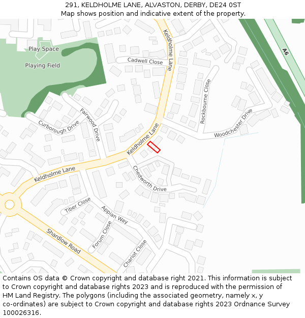 291, KELDHOLME LANE, ALVASTON, DERBY, DE24 0ST: Location map and indicative extent of plot
