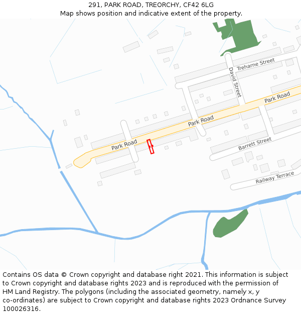 291, PARK ROAD, TREORCHY, CF42 6LG: Location map and indicative extent of plot