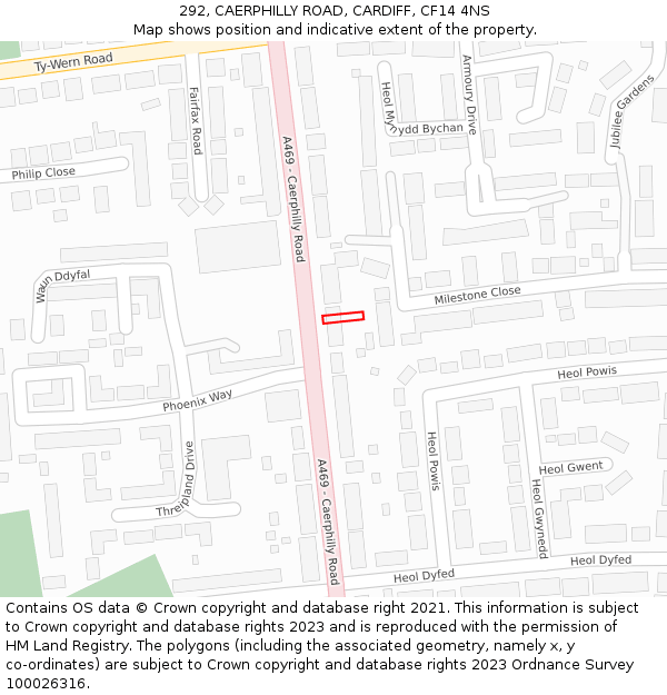 292, CAERPHILLY ROAD, CARDIFF, CF14 4NS: Location map and indicative extent of plot