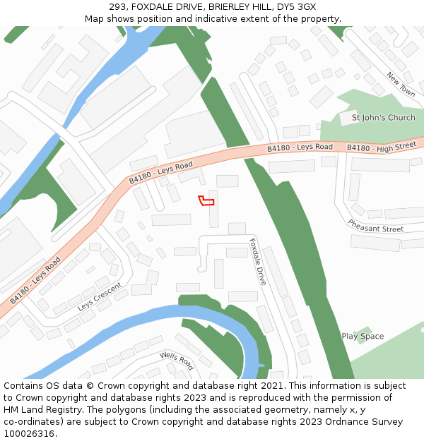 293, FOXDALE DRIVE, BRIERLEY HILL, DY5 3GX: Location map and indicative extent of plot