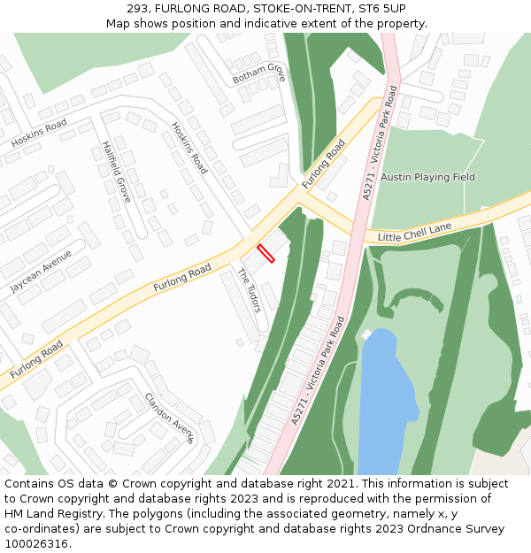 293, FURLONG ROAD, STOKE-ON-TRENT, ST6 5UP: Location map and indicative extent of plot