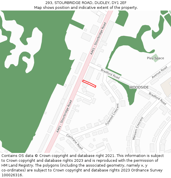 293, STOURBRIDGE ROAD, DUDLEY, DY1 2EF: Location map and indicative extent of plot