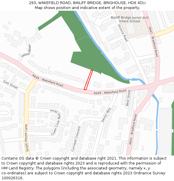 293, WAKEFIELD ROAD, BAILIFF BRIDGE, BRIGHOUSE, HD6 4DU: Location map and indicative extent of plot