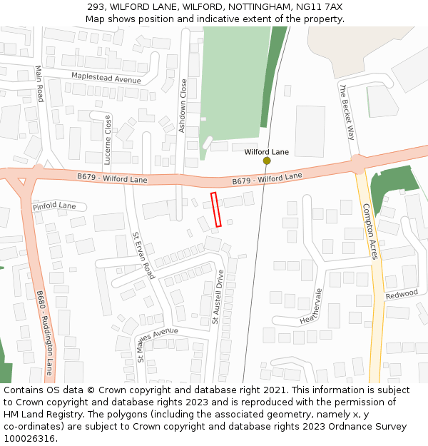 293, WILFORD LANE, WILFORD, NOTTINGHAM, NG11 7AX: Location map and indicative extent of plot