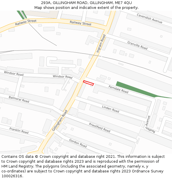293A, GILLINGHAM ROAD, GILLINGHAM, ME7 4QU: Location map and indicative extent of plot