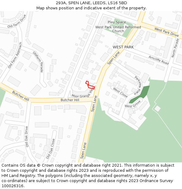 293A, SPEN LANE, LEEDS, LS16 5BD: Location map and indicative extent of plot