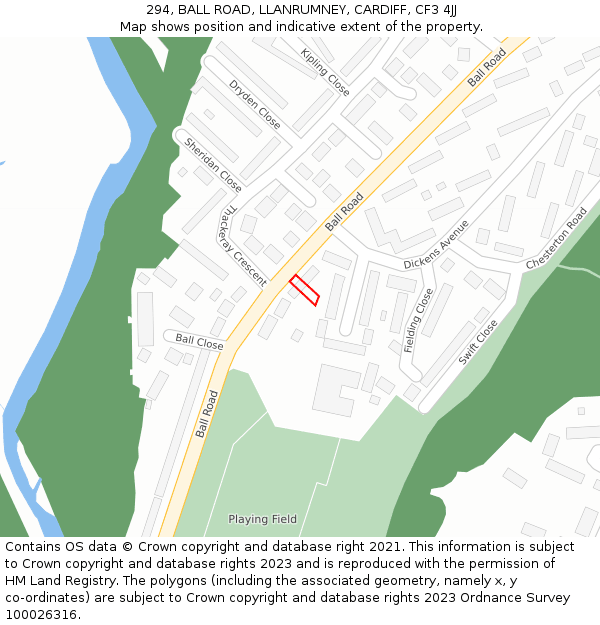 294, BALL ROAD, LLANRUMNEY, CARDIFF, CF3 4JJ: Location map and indicative extent of plot