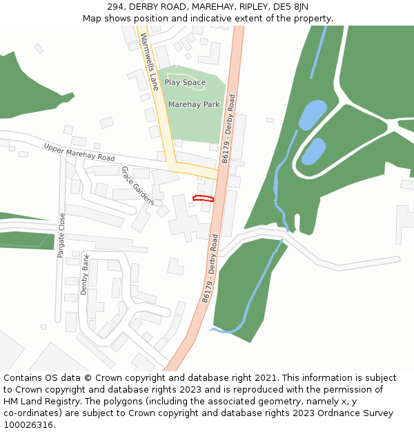 294, DERBY ROAD, MAREHAY, RIPLEY, DE5 8JN: Location map and indicative extent of plot