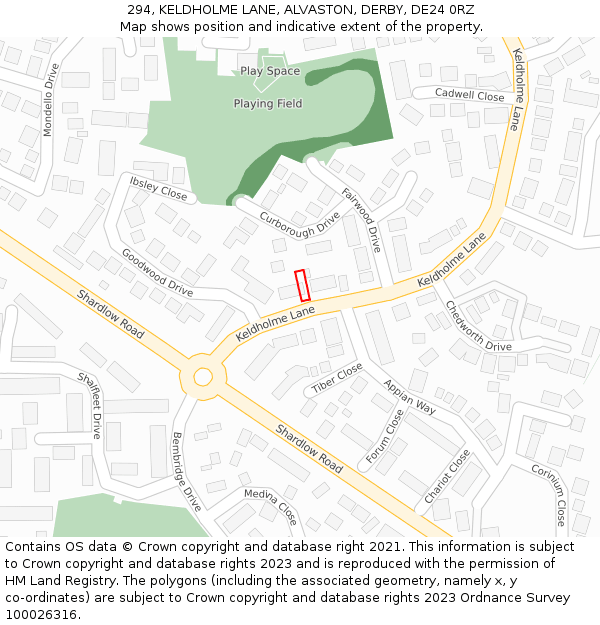 294, KELDHOLME LANE, ALVASTON, DERBY, DE24 0RZ: Location map and indicative extent of plot