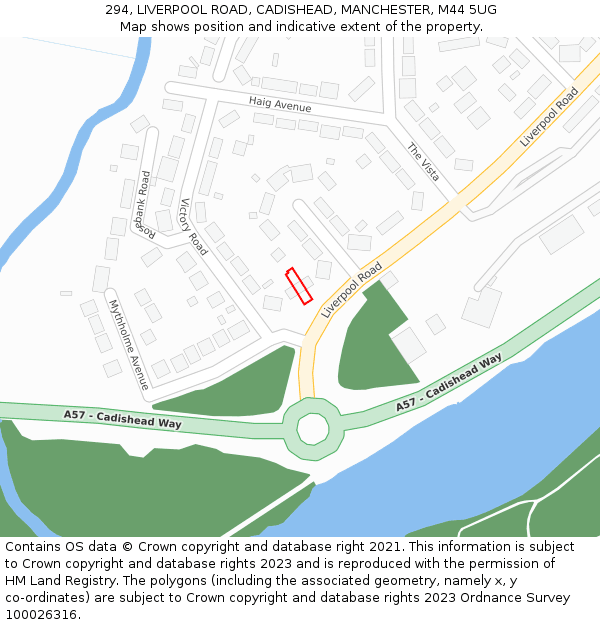 294, LIVERPOOL ROAD, CADISHEAD, MANCHESTER, M44 5UG: Location map and indicative extent of plot