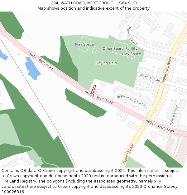 294, WATH ROAD, MEXBOROUGH, S64 9HD: Location map and indicative extent of plot