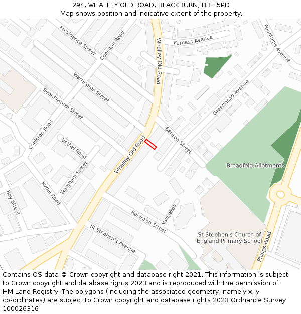 294, WHALLEY OLD ROAD, BLACKBURN, BB1 5PD: Location map and indicative extent of plot
