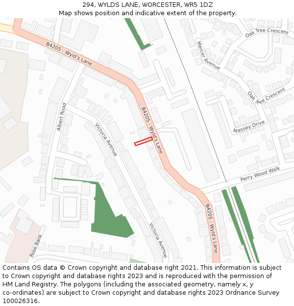 294, WYLDS LANE, WORCESTER, WR5 1DZ: Location map and indicative extent of plot