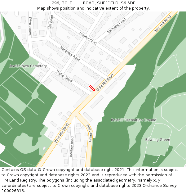 296, BOLE HILL ROAD, SHEFFIELD, S6 5DF: Location map and indicative extent of plot